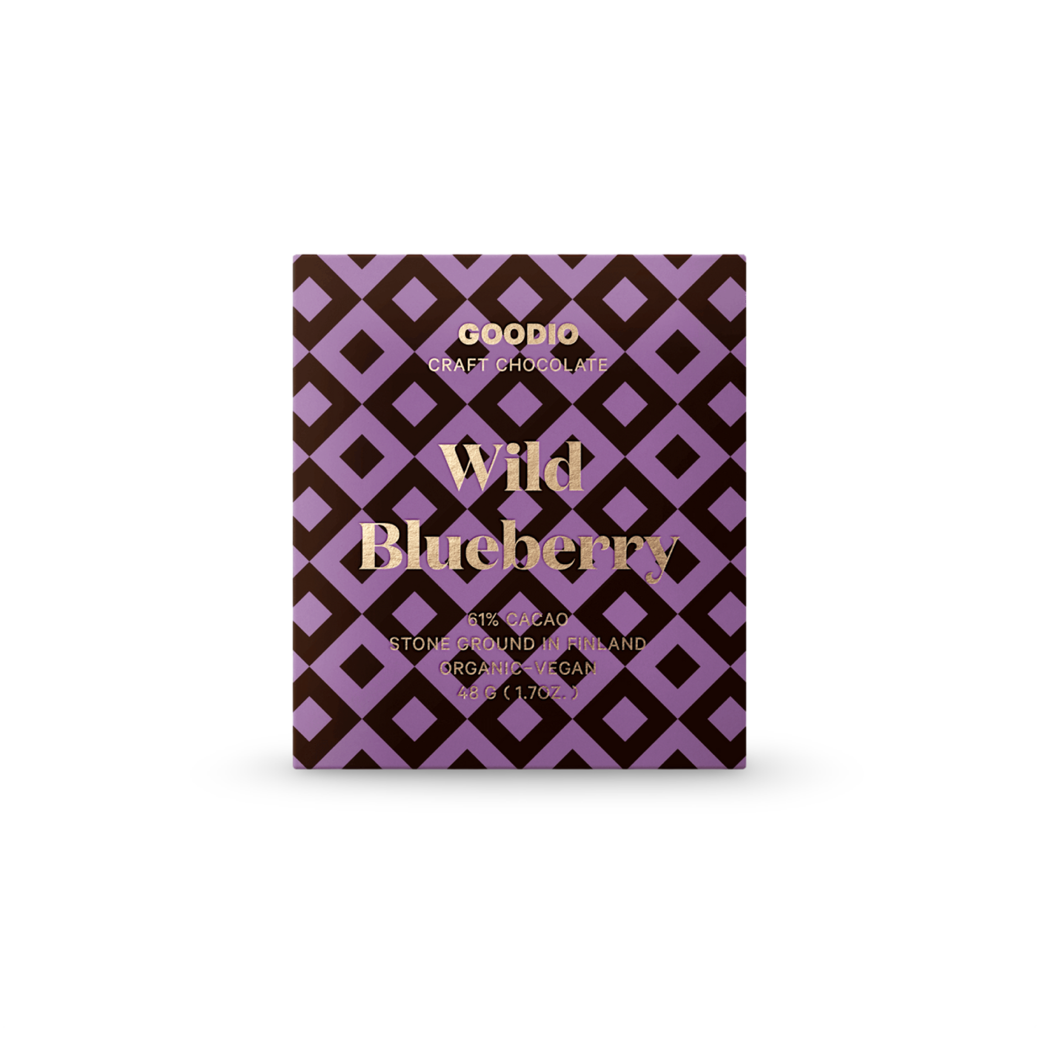 Wild Blueberry 61% - Handgemachte Vegane Bio Schokolade - Goodio Chocolate Finnland - 48g