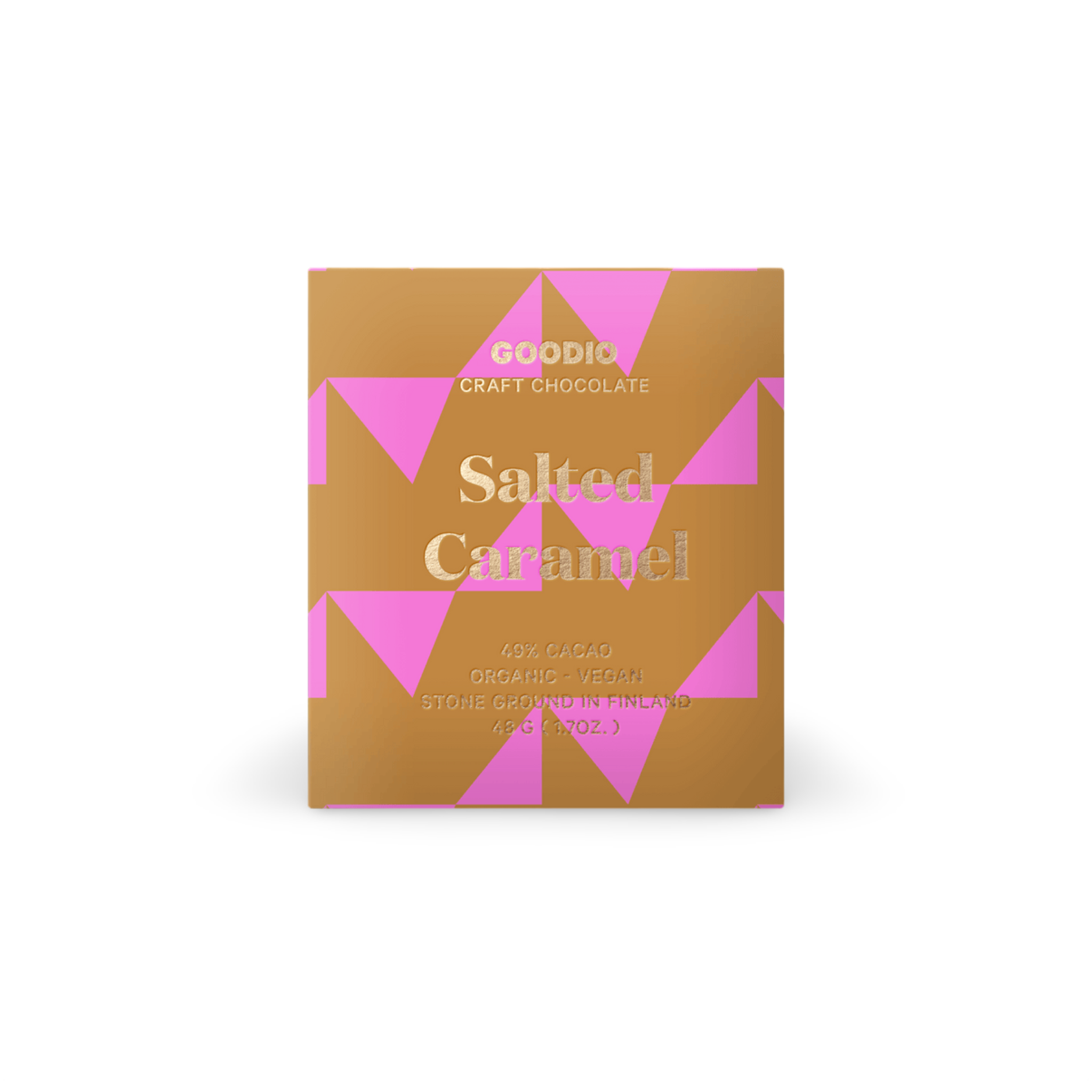 Salted Caramel 49% - Handgemachte Vegane Bio Schokolade - Goodio Chocolate Finnland - 48g