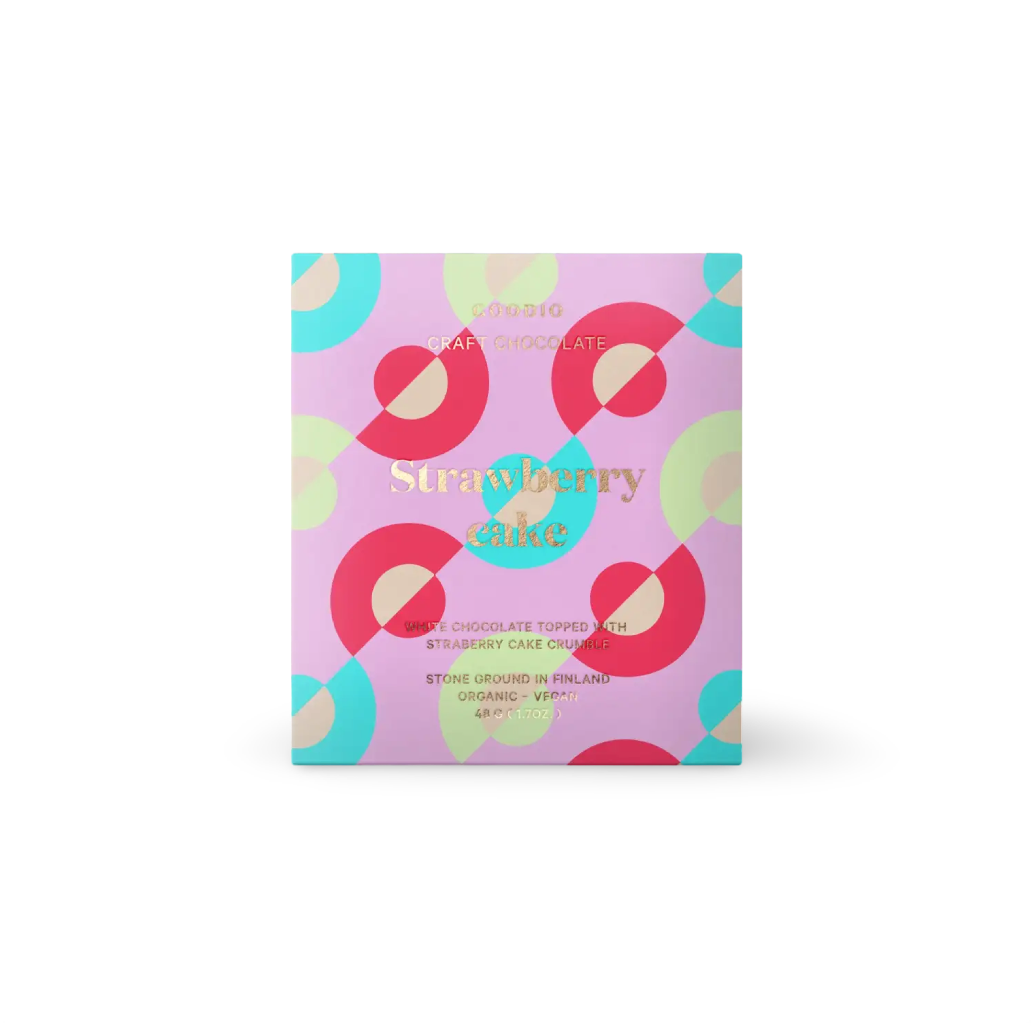 Strawberry Cake 20% - Handgemachte Vegane Bio Schokolade - Goodio Chocolate Finnland - 48g