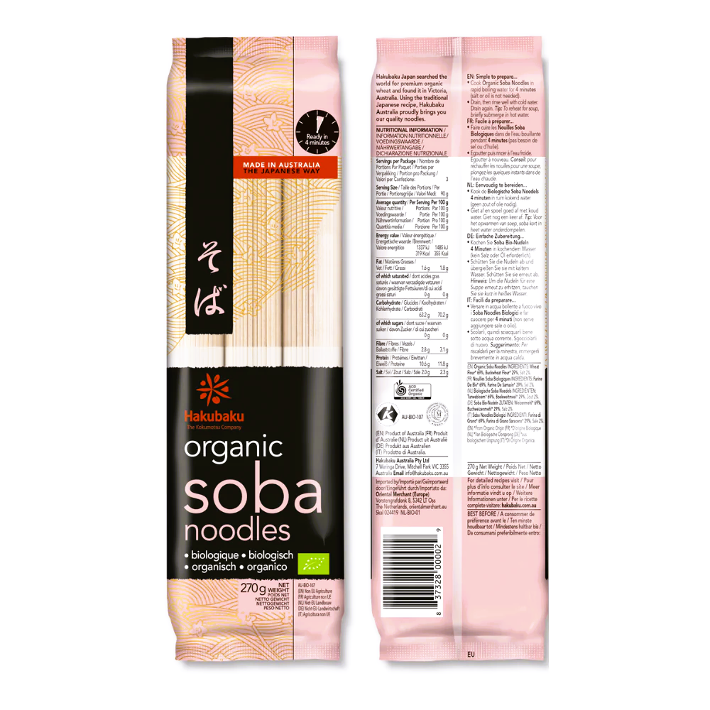 Bio Soba Nudeln  Hakubaku für Suppen, Brühen, Bowls, Salate