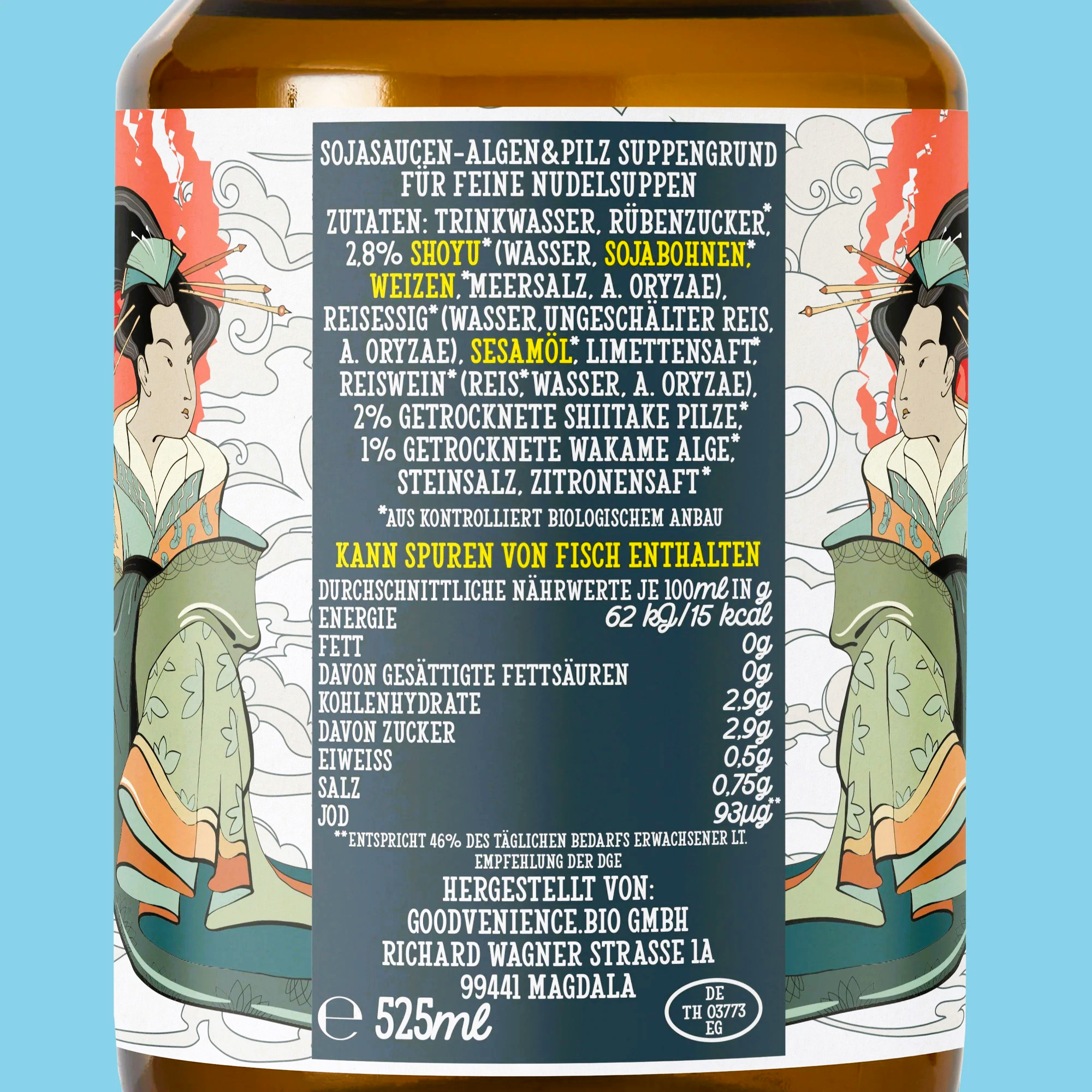 Bio Shoyu-Seaweed-Mushroom - Vegane Gemüsebrühe für Ramen - J.Kinski - 525ml