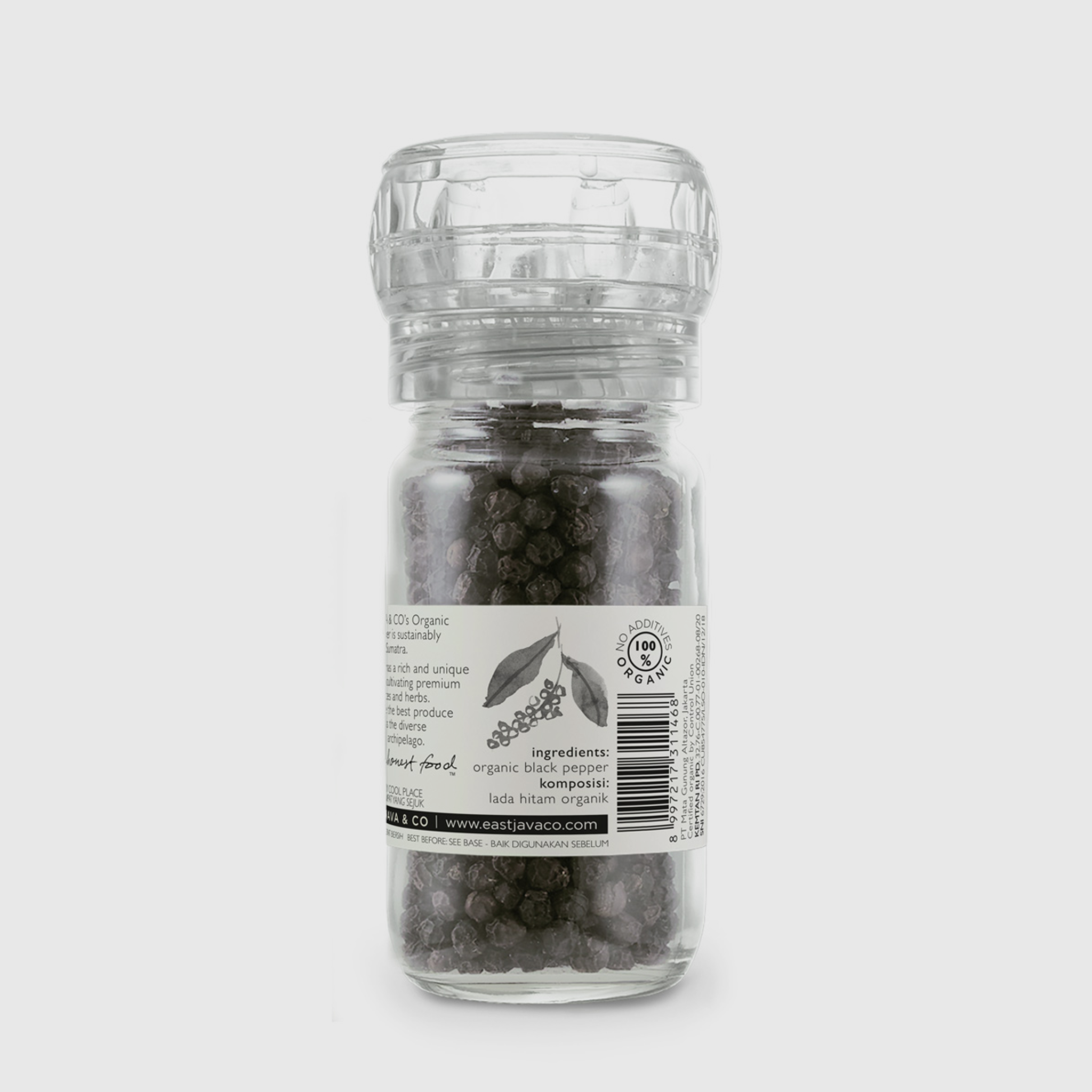 Bio Schwarzer Pfeffer in der Mühle - Sumatra Indonesien - 46g