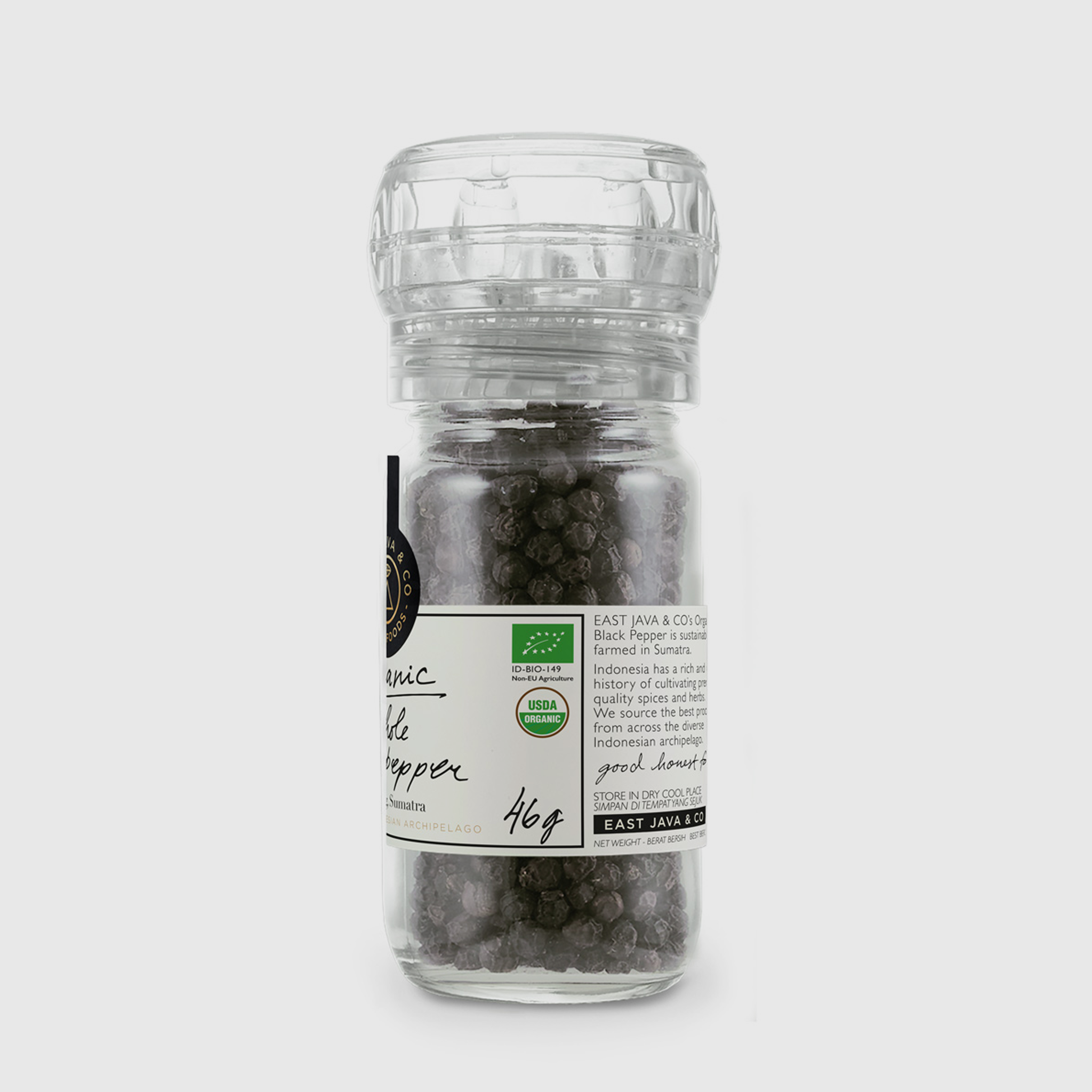 Bio Schwarzer Pfeffer in der Mühle - Sumatra Indonesien - 46g