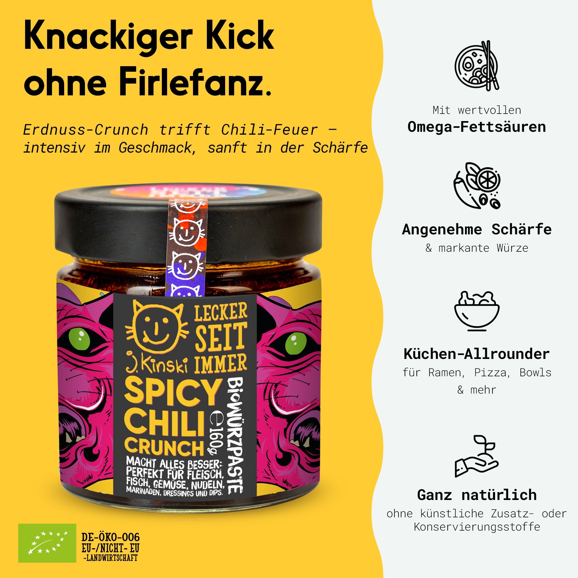 Bio Spicy Chili Crunch - Vegan von J.Kinski - 160g