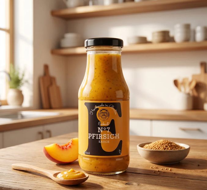Pfirsich - Senf Grill Sauce - Eckart handmade in Berlin - 250ml