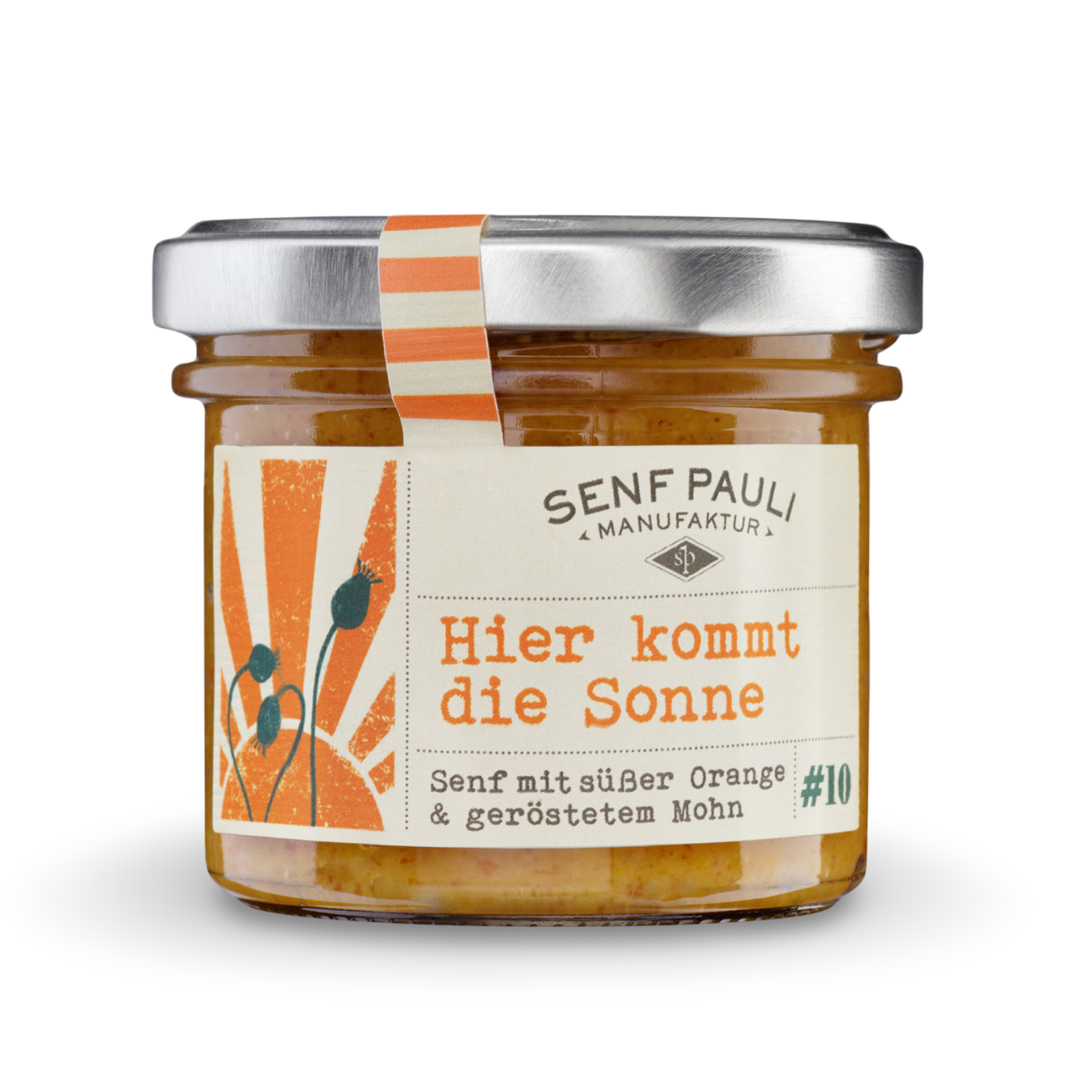 Senf mit süßer Orange & geröstetem Mohn - Hier kommt die Sonne - Senf Pauli -110ml