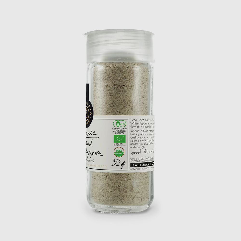 
                  
                    Finely ground organic white pepper - Sulawesi Indonesia - 52g
                  
                